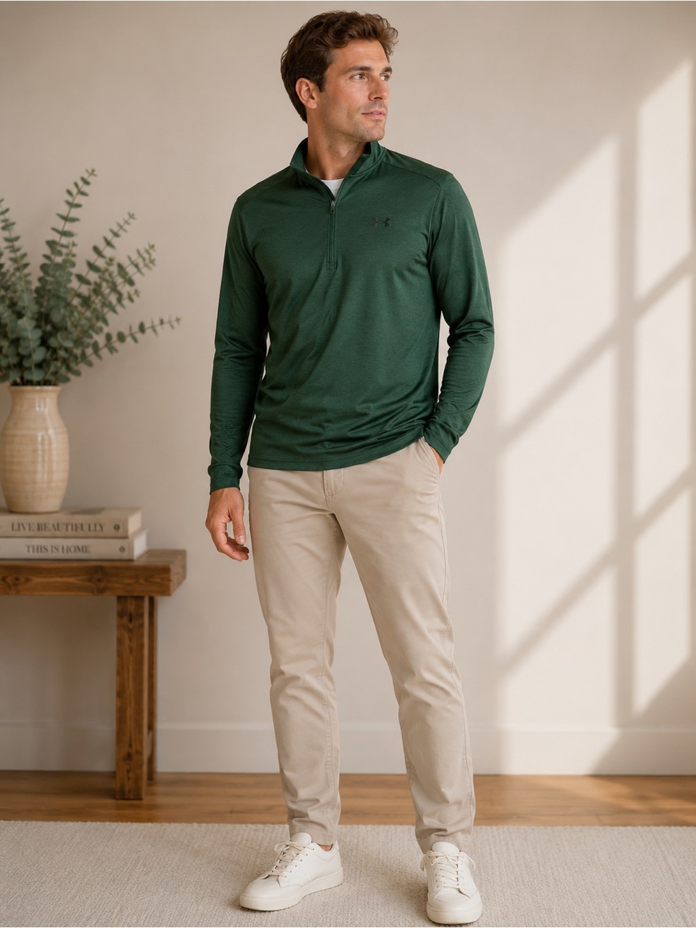 Under Armour Men’s Hunter Green Quarter Zip Performance Pullover – Size Small